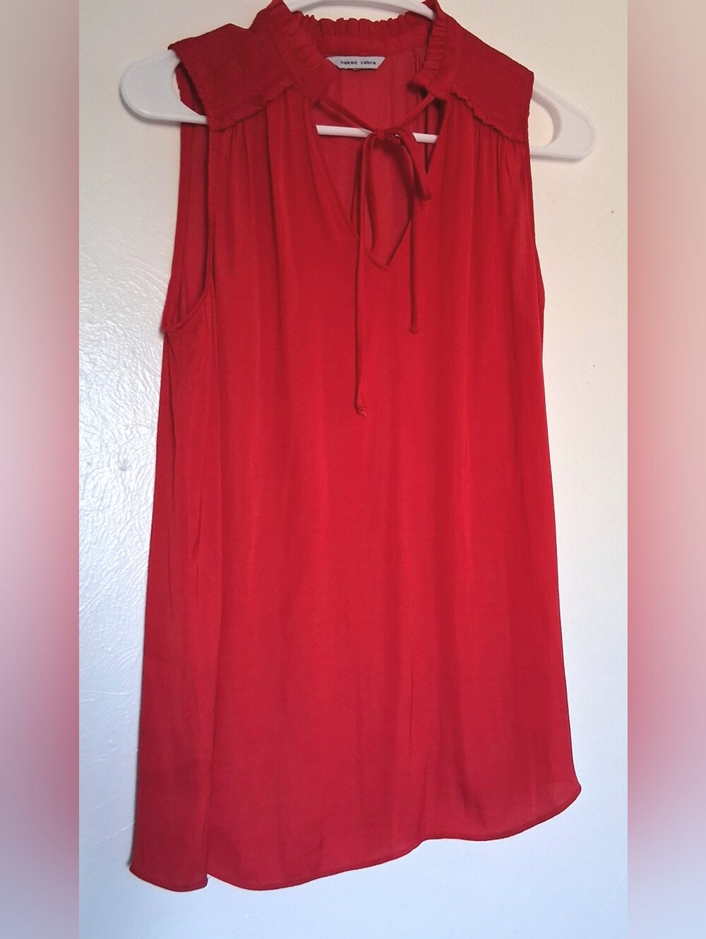 Naked Zebra Red Sleeveless Tie-Neck Blouse Size 4-6
